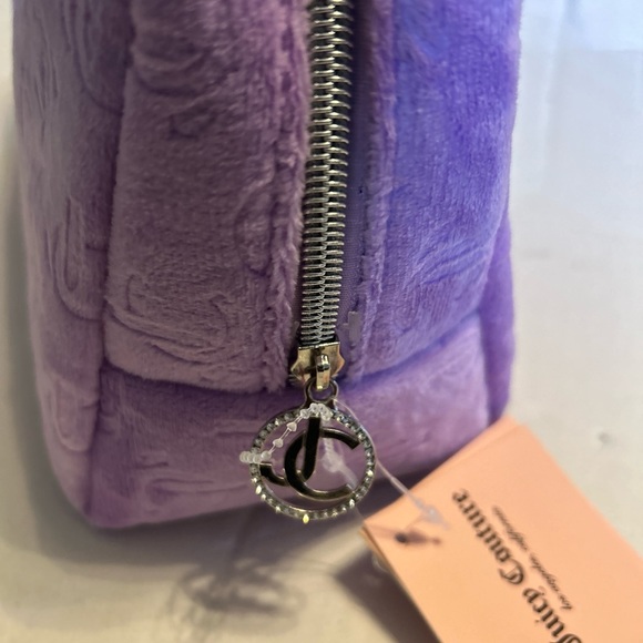JUICY COUTURE Rhinestone Logo Cosmetic Travel Makeup Bag Pouch Lilac Purple NWT - Picture 7 of 11